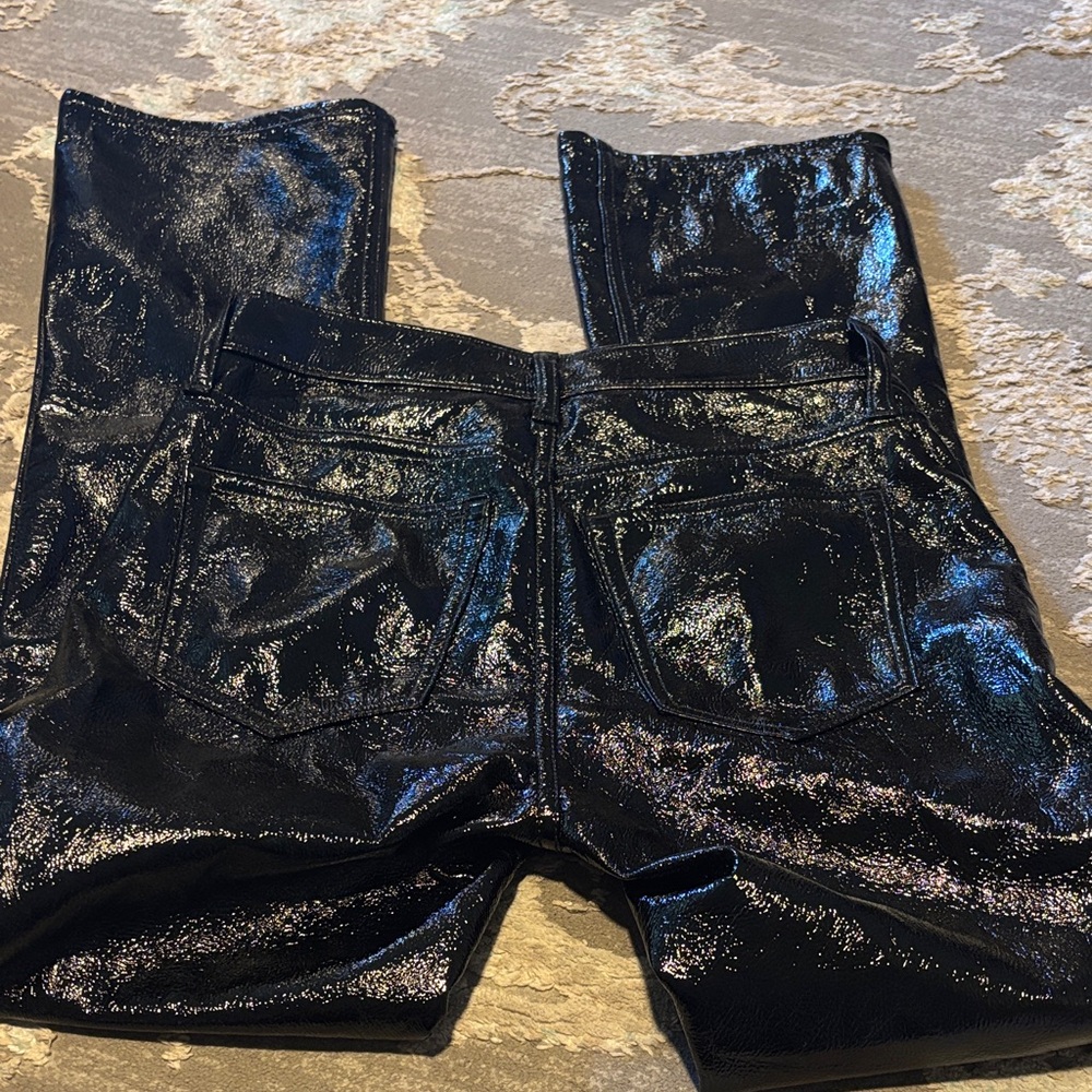 GAP-Shimmering Black Women's Vegan Leather Pants - Picture 4 of 4